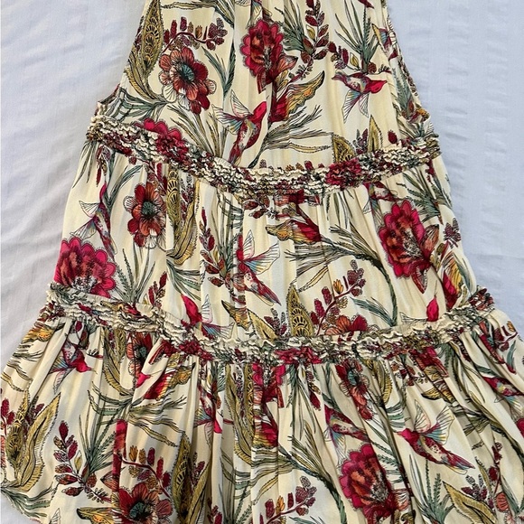 Free People Purple Haze hummingbird tiered v neck tunic size XS floral hi low - Picture 8 of 9